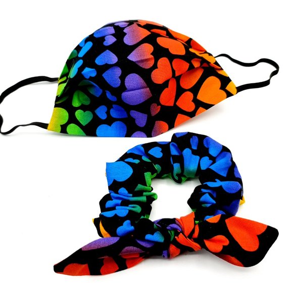 Hearts Scrunchy and Face Mask Matching Set - Picture 11 of 11